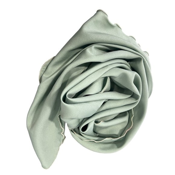 Vintage Rectangle Scarf Neck Wrap Mint Lettuce Edge Bandana Boho Hippie Outdoor - Picture 1 of 5